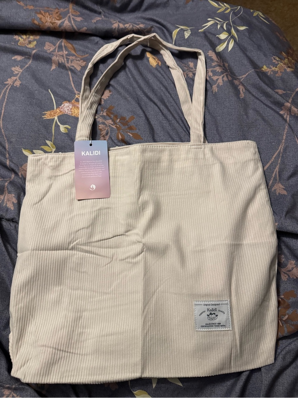 Kali Beige Corduroy Tote Bag